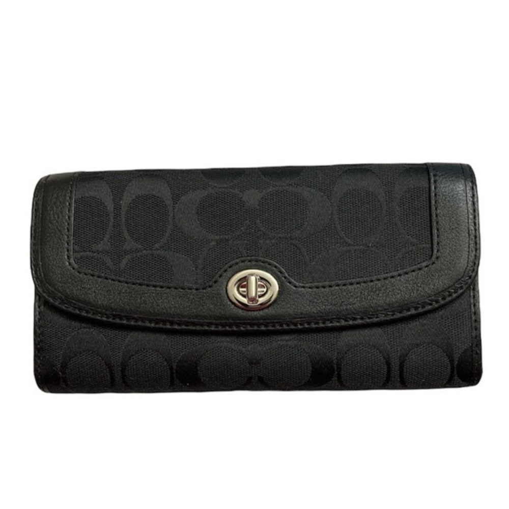 Coach black signature c and leather wallet